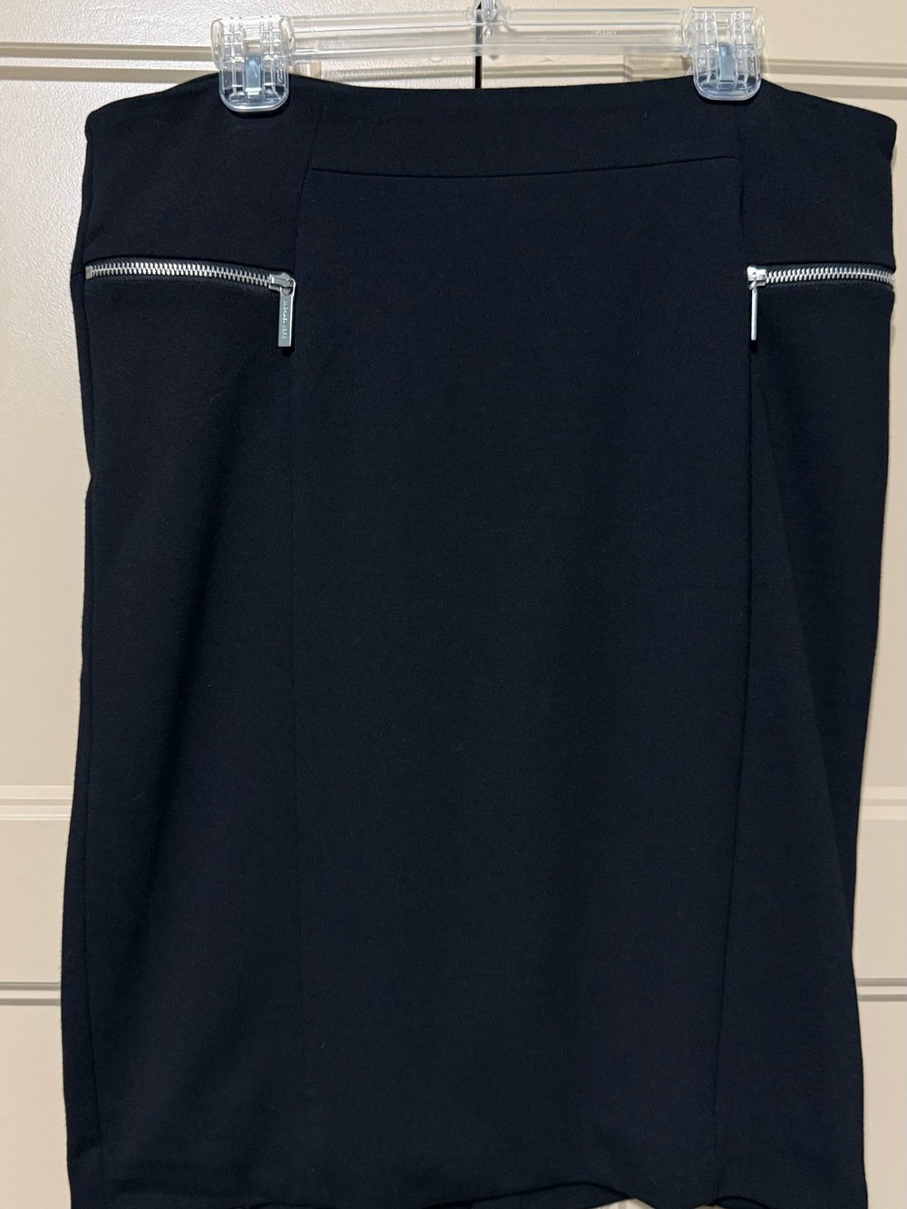 Michael Kors Black Pencil Skirt with Silver Zipper Accents